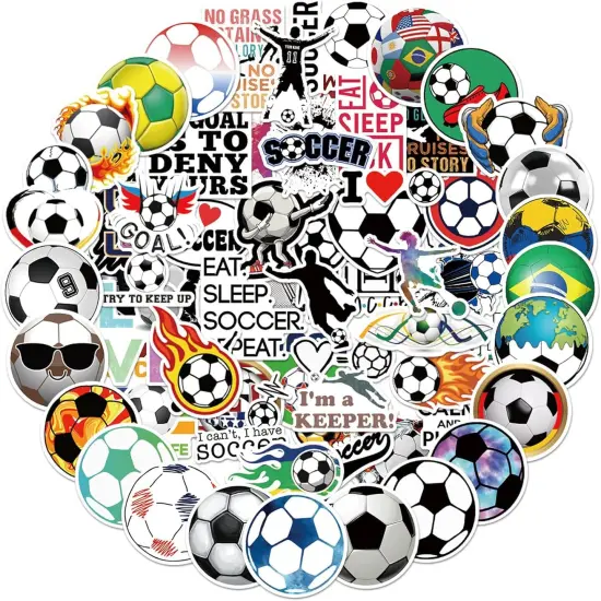 100PCS Soccer Stickers for Scrapbooking, Motivational Vinyl Waterproof Stickers for Water Bottles, Luggage, Teaching Incentives, Soccer Team Gifts for Kids, Teens and Adults {1}