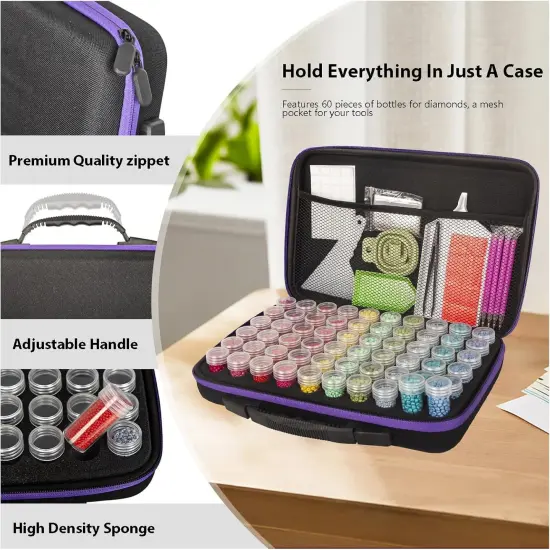 60 Slots Storage Container for Diamond Art Kits & Tools for Adults, Portable Bead Storage Boxes for Diamond Painting Accessories and Tools {2}