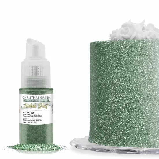 Bakell - Christmas Green Tinker Dust Edible Glitter (25g, 1x Spray Pump) for Food, Desserts, and Beverages! {1}