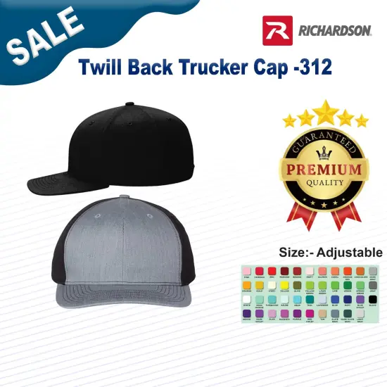 Richardson&reg; Twill Back Trucker Cap HGrey/ B L {3}
