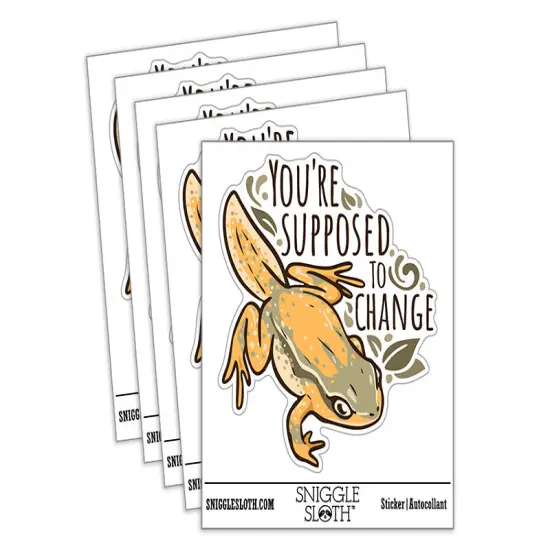 Water Bottle Sticker Set You're Supposed to Change Frog Motivation Cute Waterproof Vinyl Stickers Pack Decal, Skateboard, Laptop, Car, Window, Bumper - 5 Pack {2}