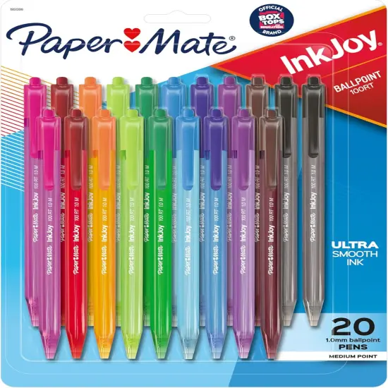 Retractable Ballpoint Pens, Medium Point (1.0mm), Assorted, 20 Count {1}