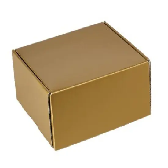 Pack/6: Gold Metallic Decorative Mailer - 8 x 8 x 3" {1}