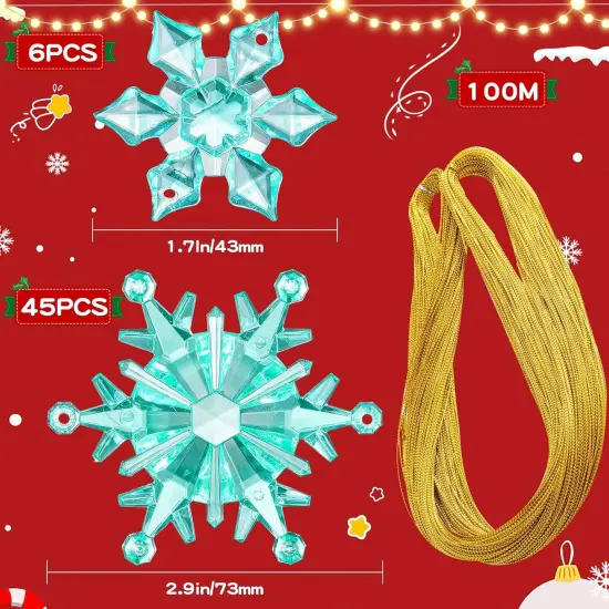 51 Pcs Colorful Snowflake Ornaments Acrylic {5}