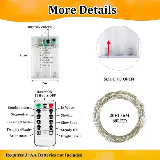 4 Pack 80FT 240LED Fairy String Lights Battery Operated with Remote & Timer - Warm White {5}