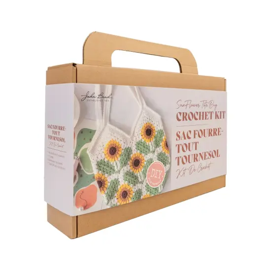 John Bead Floral Crochet DIY Kit for Beginners Sunflower Tote Bag {6}