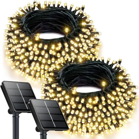 2 Pack 240LED 95FT Solar String Lights - Warm White {1}
