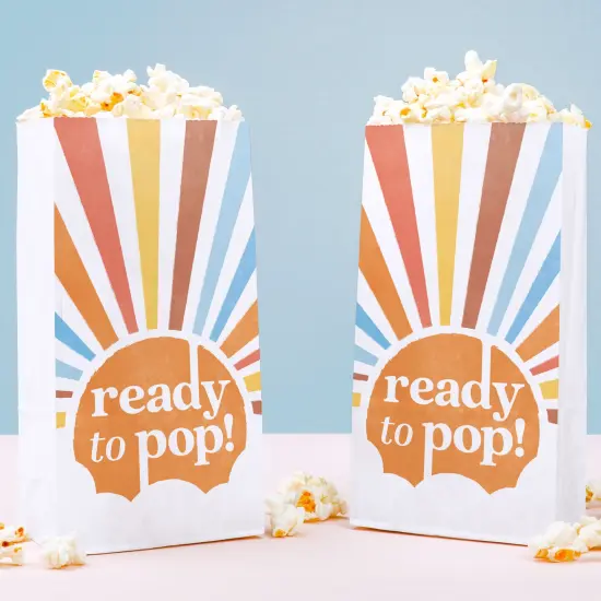 Big Dot of Happiness Here Comes the Son Ready to Pop Popcorn Bags, Baby Shower Favor Snack Treats, Free-Standing Individual White Paper Bags - 25 Ct {1}