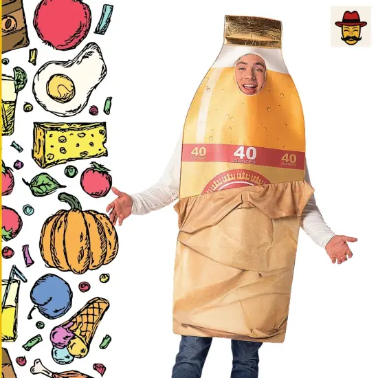 Brown Bag Bottle Costume Beverage Foam Tunic Photo Print Funny Adult Halloween Party Outfit {4}
