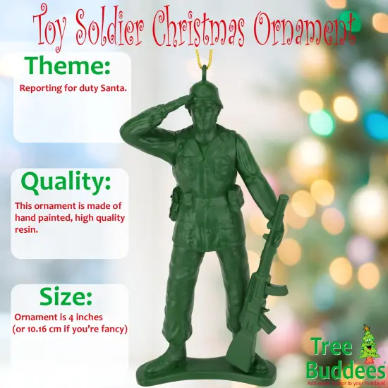 Tree Buddees Green Toy Soldier Christmas Ornament Vintage Army Man Decoration {2}