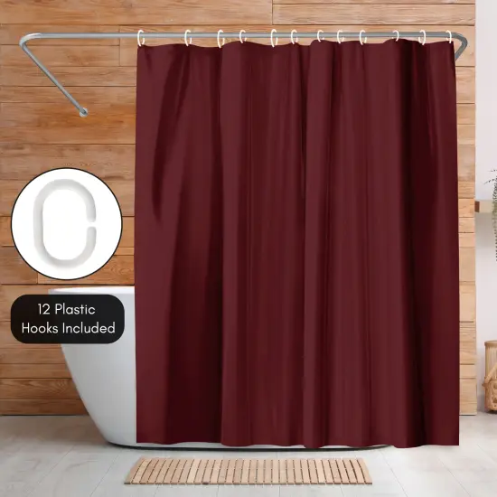 Americanflat 71x74 Solid Burgundy Shower Curtain - Water Resistant - Polyester Fabric {5}