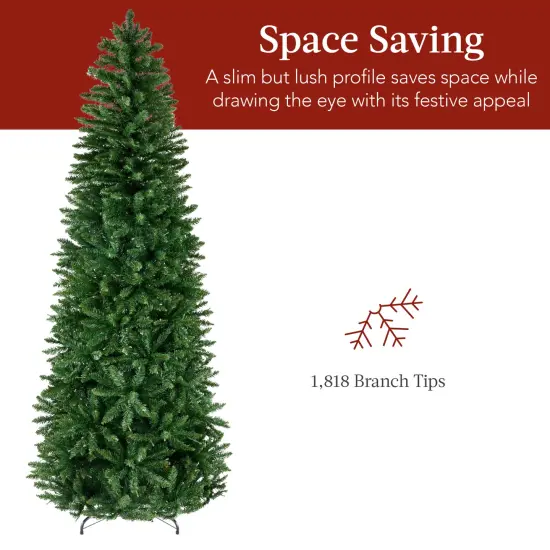 Best Choice Products Unlit Pencil Christmas Tree, Spruce Style Holiday D&eacute;cor w/ Metal Base {5}