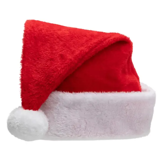 Northlight Red and White Plush Unisex Adult Christmas Santa Hat Costume Accessory - Small {4}