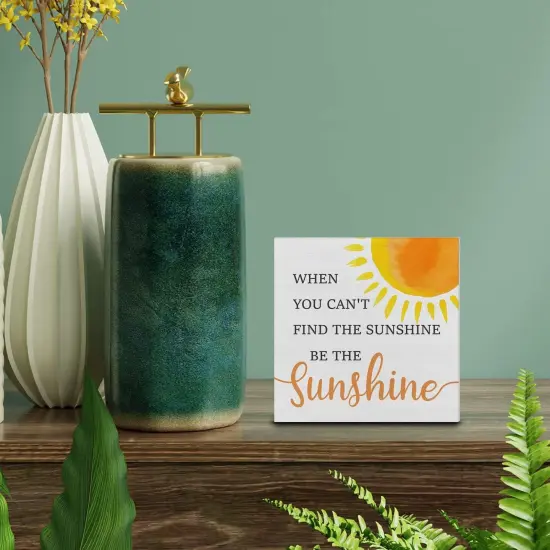Country Sunshine Summer Tabletop Decor Desk Sign Summer Sunshine Quote Sun Wooden Box Block Sign {4}