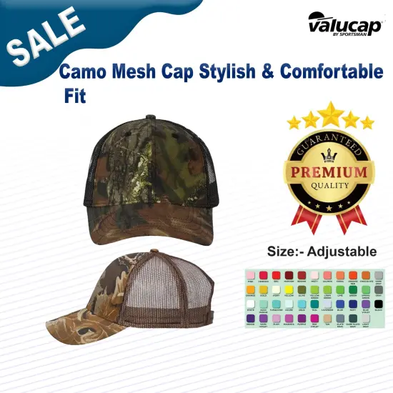 Valucap&reg; Camo Mesh Cap Stylish & Comfortable Fit A Classic/Brown Mesh {3}