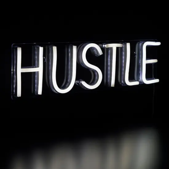 Northlight LED Hustle Neon Lighted Wall Sign - 20" - White {5}