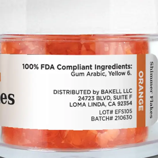 Orange Edible Shimmer Flakes 4 Gram Jar {6}