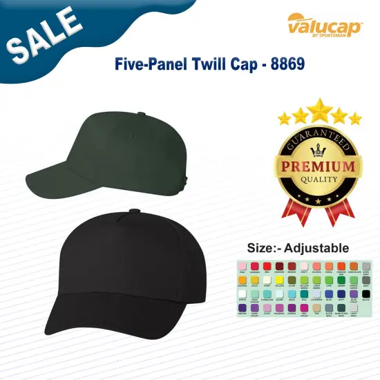 Valucap&reg; Five Panel Twill Cap Black {3}