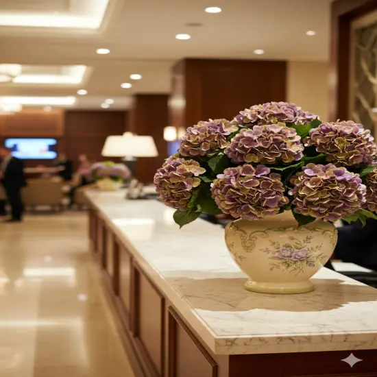 17.75" Artificial Purple Hydrangea Stem with 8" Bloom &ndash; Lifelike {2}