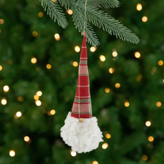Northlight Santa Head With Plaid Hat Christmas Ornament - 11" - Green and Red {1}