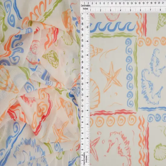 1 Yard Digital Under The Sea Mesh Knit Fabric, 56/58&Prime; Wide Polyester Spandex Blend PINK MULTI {4}