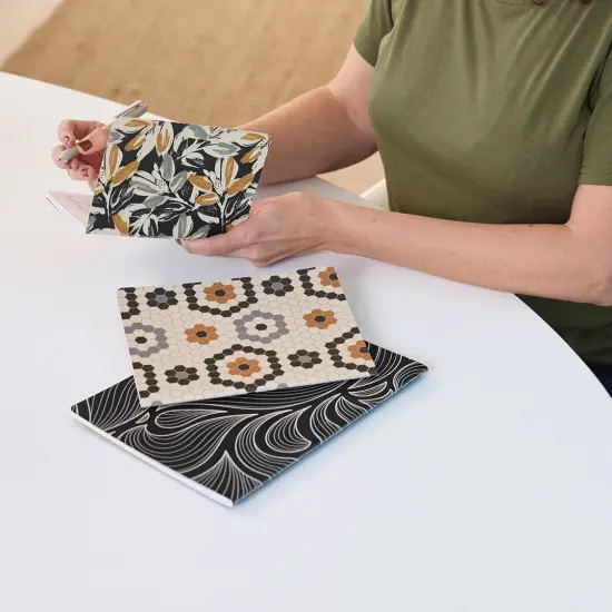 Leaf Tiles Stitched Notebook Set, Softcover Journal, Class Notebooks {2}