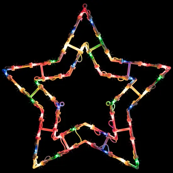 Northlight Lighted Star Christmas Window Silhouette Decoration - 16" - Multicolor Lights White {1}