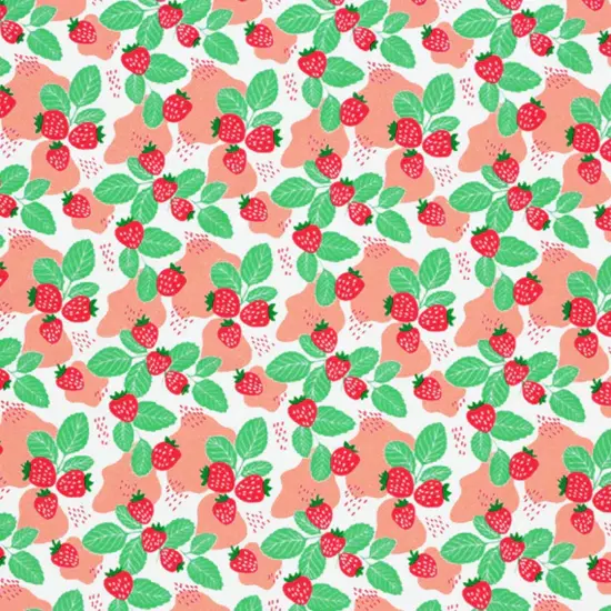 Strawberry Leaves Blush Mush Printed Spandex Fabric {4}