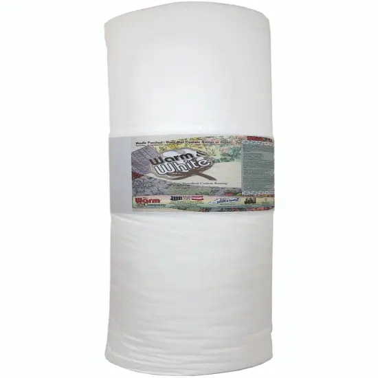 Warm & White 90" x 20 YD Cotton Batting &ndash; Premium Needle-Punched, Chemical-Free Quilting Batting, Ideal for Quilts & Crafts {1}