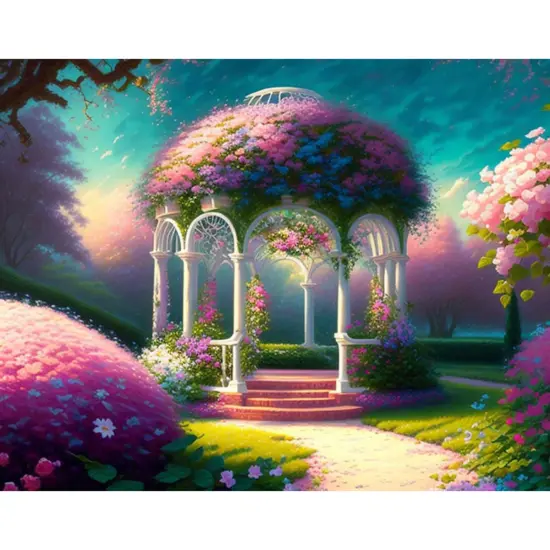 Sunrays Creations Needlearts Gazebo in the Garden Counted Cross-Stitch Chart Multi {1}