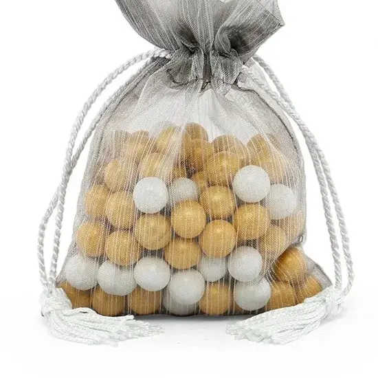 Luxurious Brushed Organza Bag with Tassels 5'' x 6 1/2'' {5}