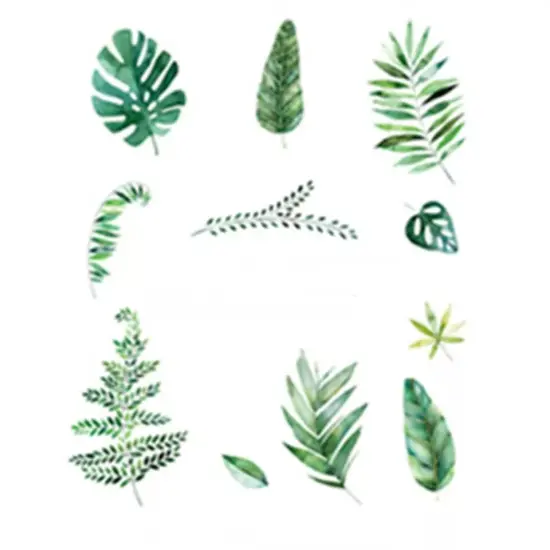 Green Assorted Tropical Leaves WALL STICKER Hanging Leaves Removable PVC Home {2}