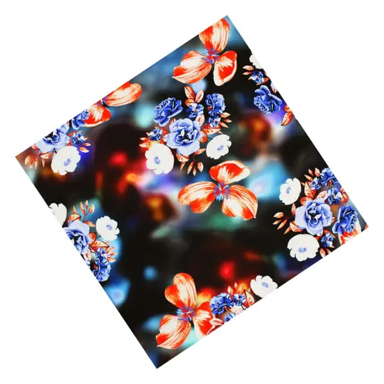 Crisp Bouquets on Blurry Ground Night Printed Spandex Fabric {2}
