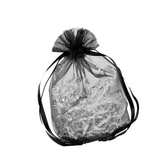Wide Round Flat Bottom Organza Bags 9 '' X 5 1/2 '' X 12 '' for Gifts Black {5}