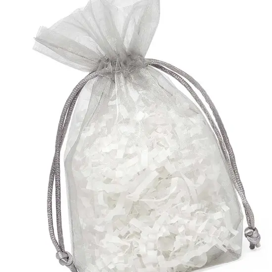 Flat Bottom Organza Bags 5 1/2 '' X 1 1/2 '' X 10 1/2 '' for Wedding Gift Bags Silver {3}