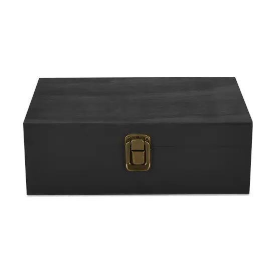 Makerflo Medium Pine Wood Memory Box with Black Felt Inside and Hinged with Clasp of Front, Keepsake Wooden Box Ideal for Craft and Personalization (Laser Engraving, Epoxy, UV DTF, and Vinyl) {3}