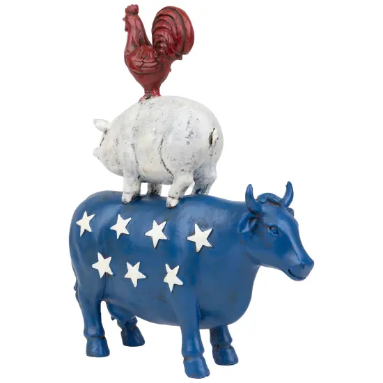 Northlight Stacked Patriotic Farm Animals Outdoor Garden Statue - 12" Blue {4}
