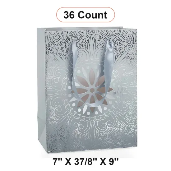 Elegant Medallion Euro Totes Perfect Size 7'' x 3 7/8'' x 9'' Silver {1}