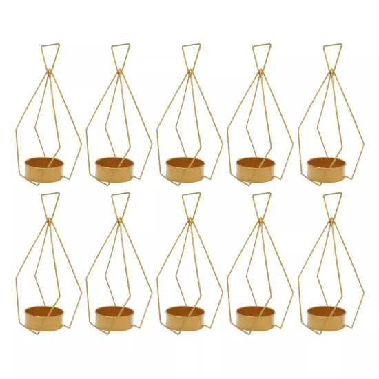 Kitcheniva 10 Pcs Geometric Metal Flower Stands Golden Vases Centerpieces Wedding Party Decor {1}
