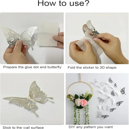 180 Pcs 3D Butterfly Wall Decor 3 Style Gold Silver Rose Gold Butterflies Sticker Decorations 3 Sizes Removable Wall Decals for Cake Decorating Wedding Birthday Party DIY Cosplay {2}