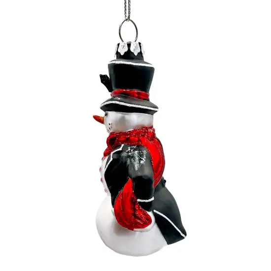 Dapper Gentleman Snowman Glass Christmas Ornament, Refined Handblown Holiday Tree Decor {4}