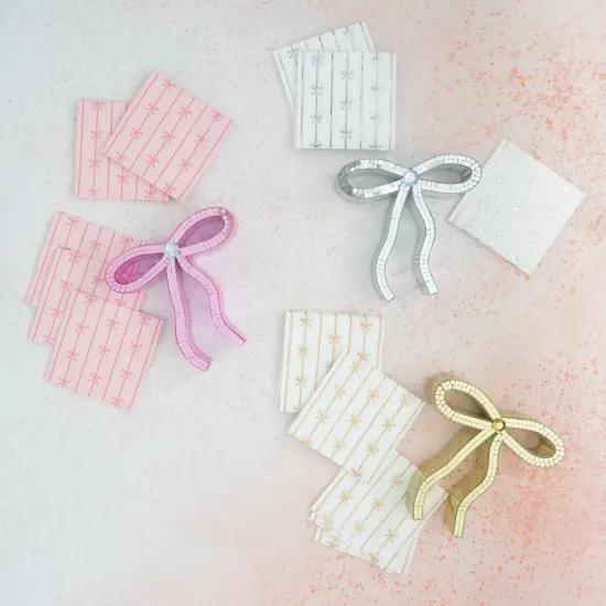 GOLD SIGNATURE BOW SMALL NAPKINS {4}