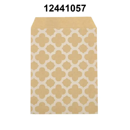 Multi-Purpose White Paper Merchandise Bags 5 1/8" x 6 3/8" Quatrefoil {3}