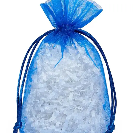 Flat Bottom Organza Bags 5 1/2 '' X 1 1/2 '' X 10 1/2 '' for DIY Gift Bags Royal Blue {4}