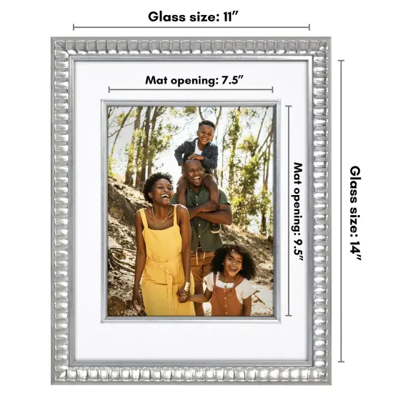 Americanflat 11x14 Picture Frame with Decorative Inner Mat Accent - Use as 8x10 with Mat or 11x14 without the Mat - Statement Frame with Shatter-Resistant Glass {2}