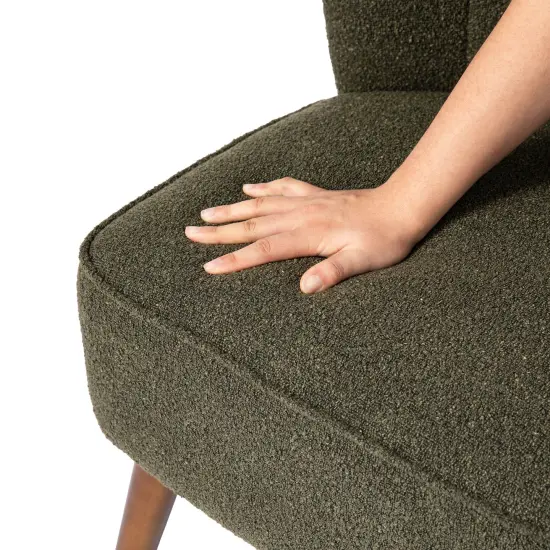 32.75"H Upholstered Tufted Accent Chair with Rubber Wood Legs Green {12}