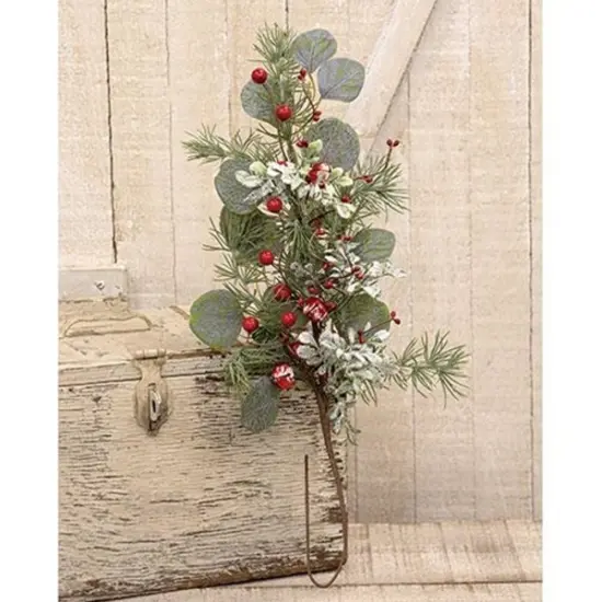 26&rdquo;High Snowy Holiday Red Berry and Bell Spray with Brown Paper-Wrapped Stem {2}