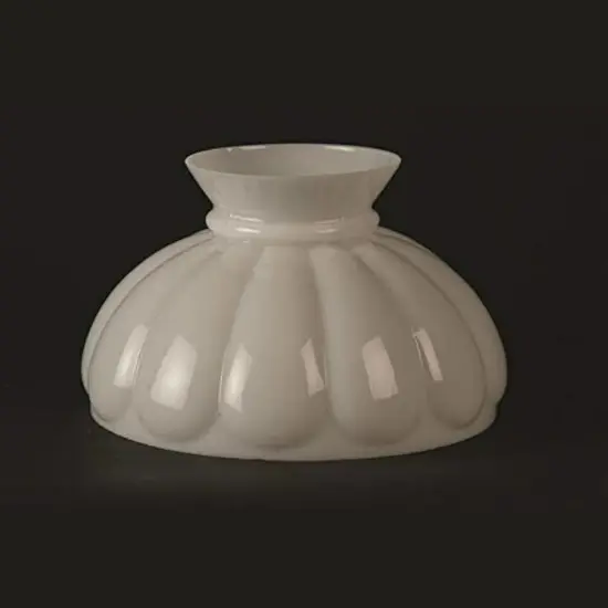 Lehman's Decorative Melon Style Glass Oil Lamp Shade 10" Fitter Opal White {3}