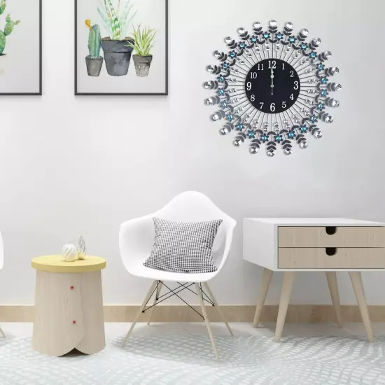 Large 3D Crystal Round Wall Clock Non Ticking Silencer Quartz Movement Clock {4}