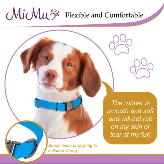 MiMu Medium Silicone Dog Collar - Blue 20in Stylish Dog Collar with Clasp Buckle {5}